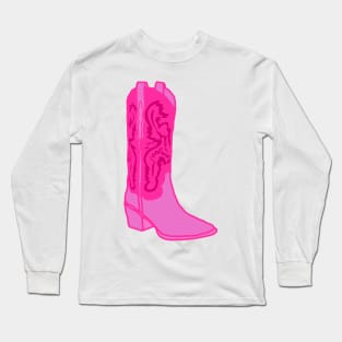 Preppy Bright Pink Cowgirl Aesthetic Long Sleeve T-Shirt